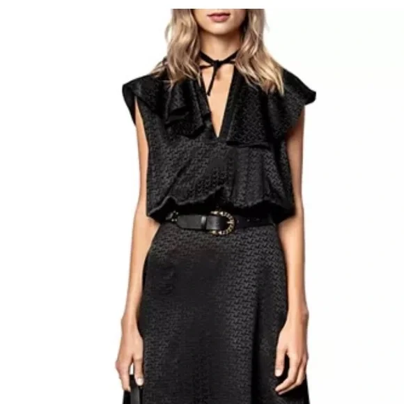 NWT Zadig and Voltaire Racky Silk Jacquard Midi Dress in Dark Chicolate - Picture 1 of 11